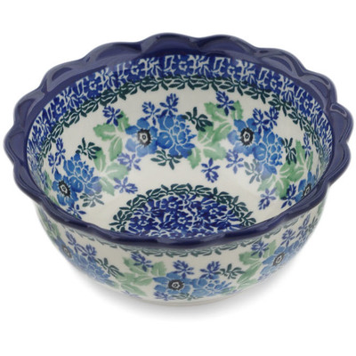 Polish Pottery Bowl 6&quot; Pretty In Blue