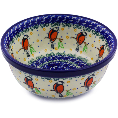 Polish Pottery Bowl 6&quot; Redbird On A Wire