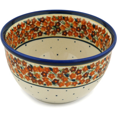 Polish Pottery Bowl 6&quot; Russett Floral