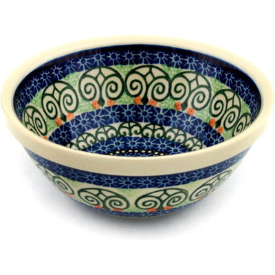 Polish Pottery Bowl 6&quot; Scroll Window