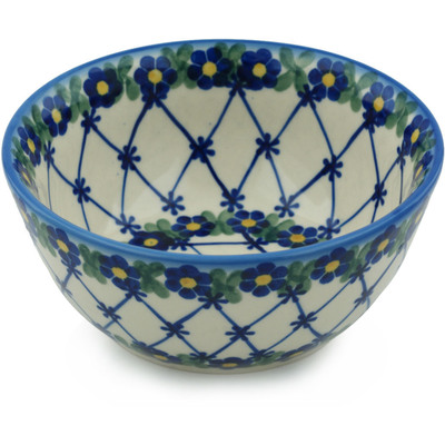 Polish Pottery Bowl 6&quot; Spring Lattice