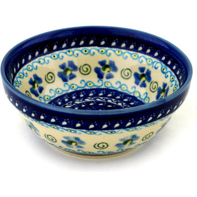 Polish Pottery Bowl 6&quot; Spring Violets