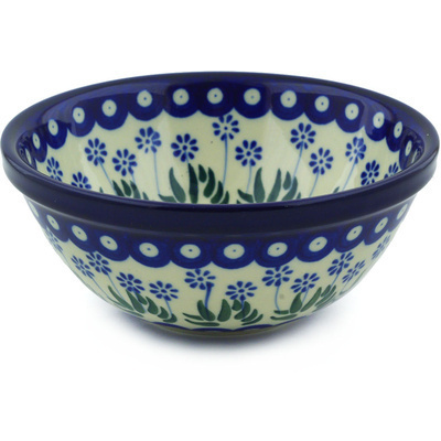 Polish Pottery Bowl 6&quot; Springing Calendulas
