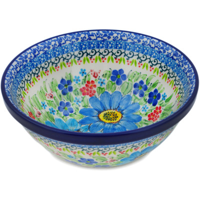 Polish Pottery Bowl 6&quot; Springtime Flowers Bouquet UNIKAT