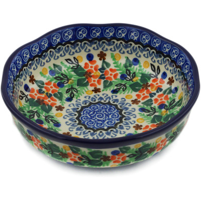 Polish Pottery Bowl 6&quot; Springtime Wreath UNIKAT