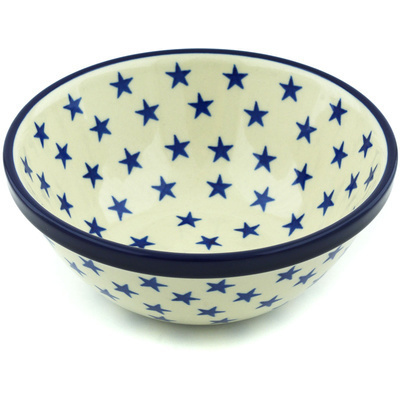 Polish Pottery Bowl 6&quot; Starburst Americana