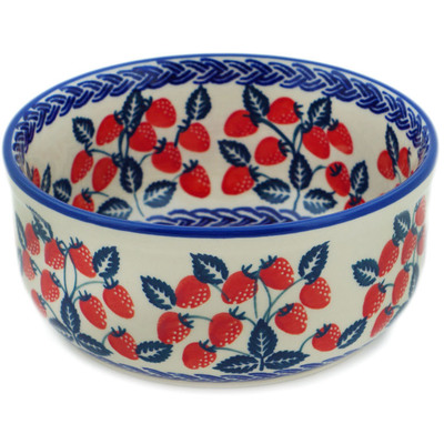 Polish Pottery Bowl 6&quot; Strawberry Ivy UNIKAT