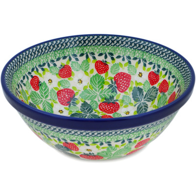 Polish Pottery Bowl 6&quot; Summer Strawberry UNIKAT