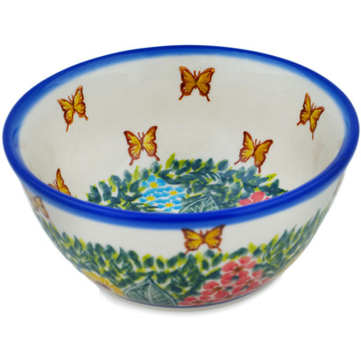 Polish Pottery Bowl 6&quot; Sweet Butterflies