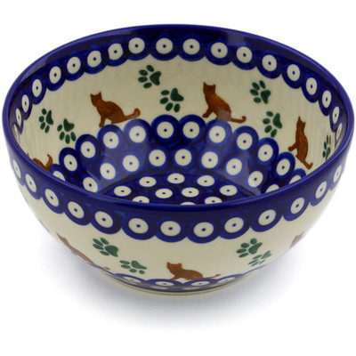 Polish Pottery Bowl 6&quot; Traditional Kitty
