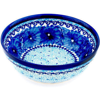 Polish Pottery Bowl 7&quot; Azure Sea UNIKAT