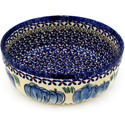 Polish Pottery Bowl 7&quot; Blue Bulbs