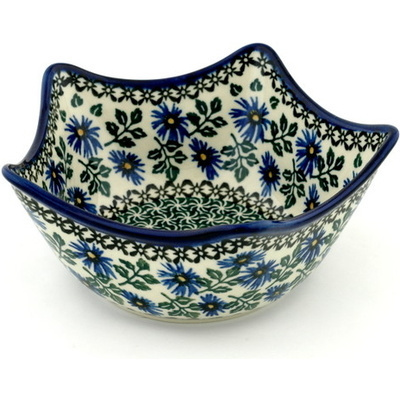 Polish Pottery Bowl 7&quot; Blue Chicory