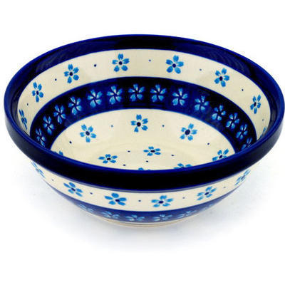 Polish Pottery Bowl 7&quot; Blue Forget-me-nots