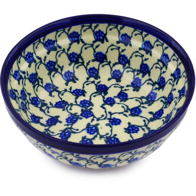 Polish Pottery Bowl 7&quot; Blueberry Vines
