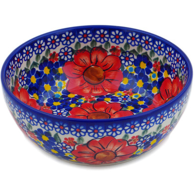 Polish Pottery Bowl 7&quot; Bold Sights UNIKAT