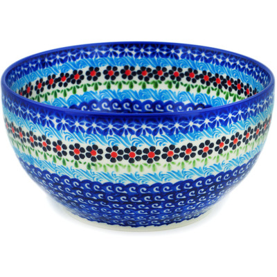 Polish Pottery Bowl 7&quot; Cheerful Poppies