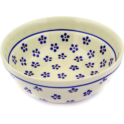 Polish Pottery Bowl 7&quot; Daisy Dots