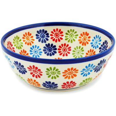 Polish Pottery Bowl 7&quot; Fiesta Flowers