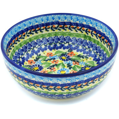 Polish Pottery Bowl 7&quot; Flor-de-lis UNIKAT