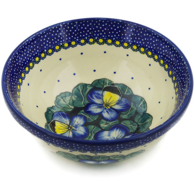Polish Pottery Bowl 7&quot; Flower In The Grass UNIKAT