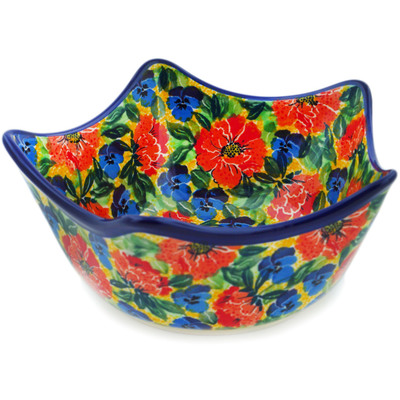 Polish Pottery Bowl 7&quot; Flowers Collected On A Sunny Day UNIKAT