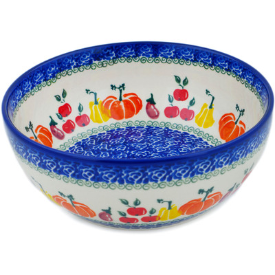 Polish Pottery Bowl 7&quot; Fresh Vegetable Garden
