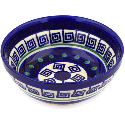 Polish Pottery Bowl 7&quot; Greek Key