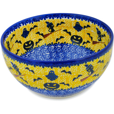 Polish Pottery Bowl 7&quot; Halloween Evening