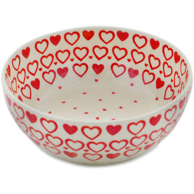 Polish Pottery Bowl 7&quot; Heart Is Full Of Love UNIKAT