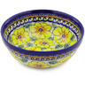 Polish Pottery Bowl 7&quot; Lemon Poppies UNIKAT