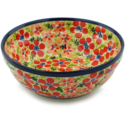 Polish Pottery Bowl 7&quot; Magnificent Red