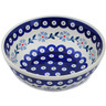 Polish Pottery Bowl 7&quot; Peacock Forget-me-not