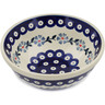 Polish Pottery Bowl 7&quot; Peacock Forget-me-not