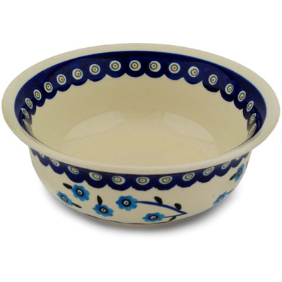 Polish Pottery Bowl 7&quot; Peacock Poppies
