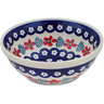 Polish Pottery Bowl 7&quot; Poppies And Ferns