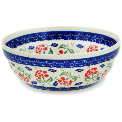 Polish Pottery Bowl 7&quot; Poppies In The Wind