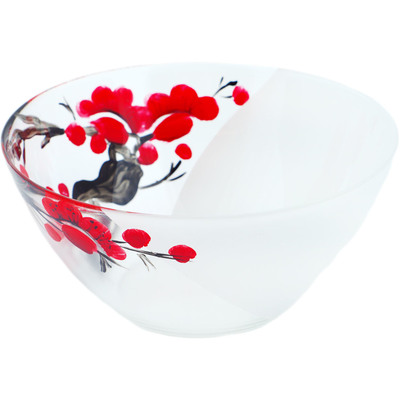 Glass Bowl 7&quot; Poppy Branches