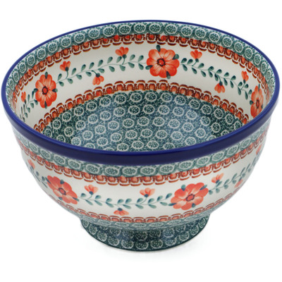 Polish Pottery Bowl 7&quot; Radiant Green Meadow