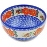 Polish Pottery Bowl 7&quot; Red Blossom