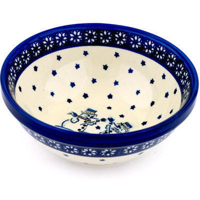 Polish Pottery Bowl 7&quot; Snow Buddies