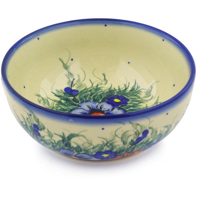 Polish Pottery Bowl 7&quot; Spring Bouquet UNIKAT