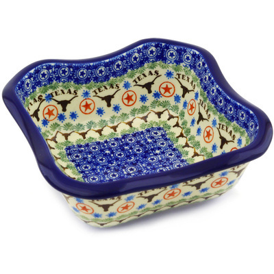 Polish Pottery Bowl 7&quot; State Of Texas