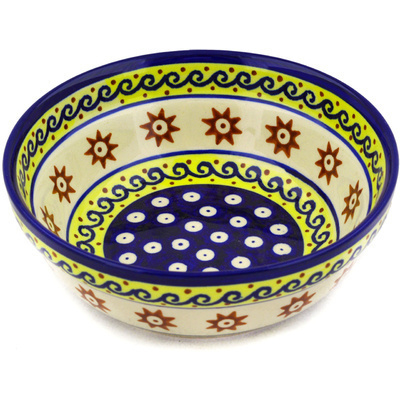 Polish Pottery Bowl 7&quot; Sun And Sea