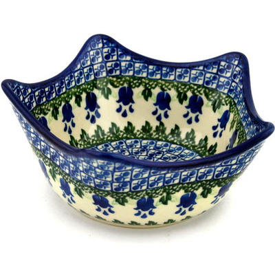 Polish Pottery Bowl 7&quot; Texas Bluebell