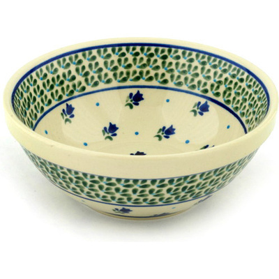 Polish Pottery Bowl 7&quot; Violet Tulips