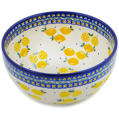 Polish Pottery Bowl 7&quot; When Life Gives You Lemons