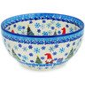 Polish Pottery Bowl 7&quot; Winter Gnome