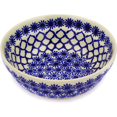Polish Pottery Bowl 7&quot; Woven Blue Astrids