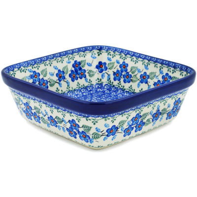 Polish Pottery Bowl 8&quot; Blue Blossom